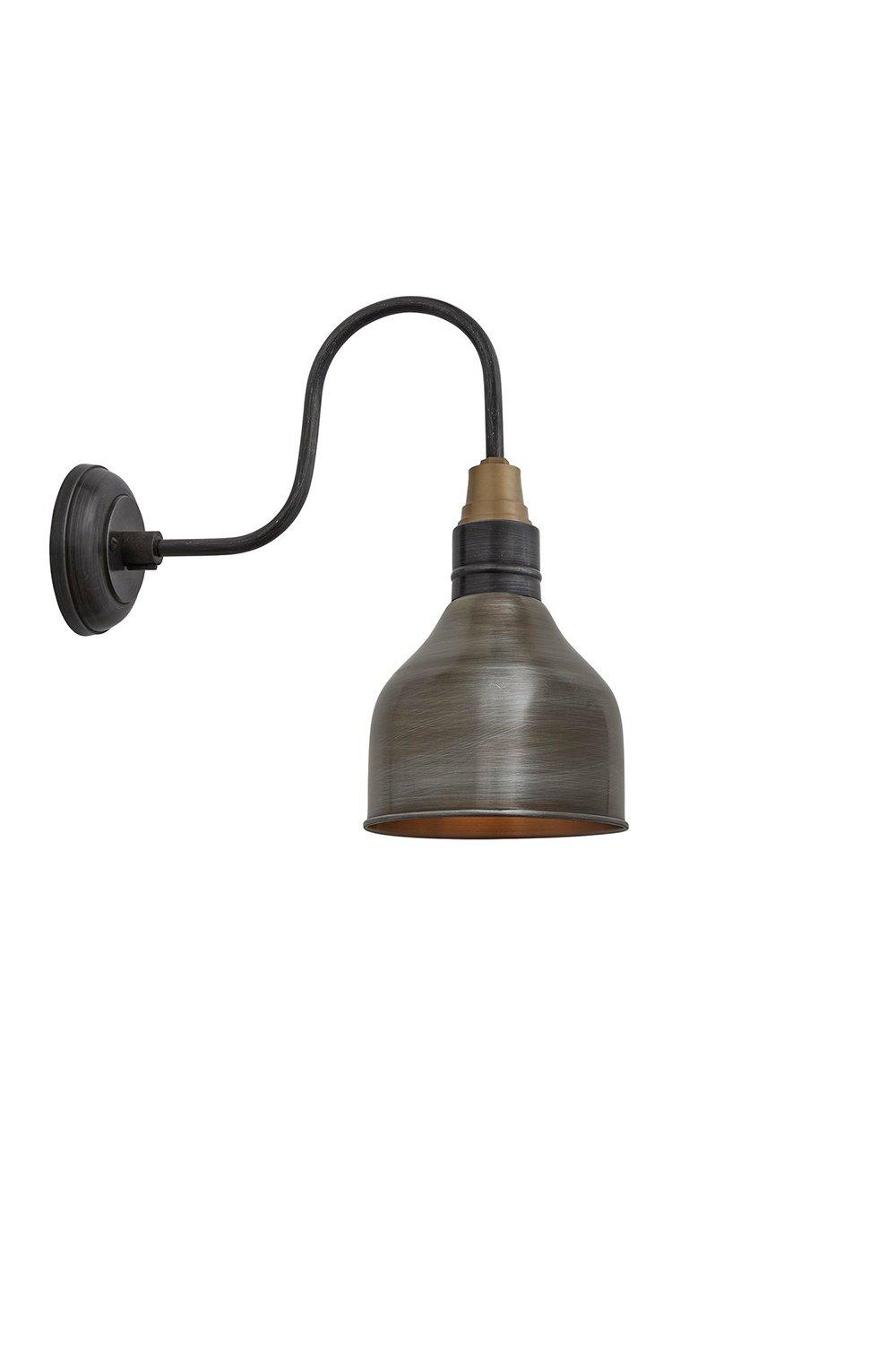 Swan Neck Cone Wall Light, 7 Inch, Pewter, Pewter Holder